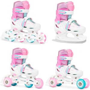 Rolki Wrotki Łyżwy Figurowe 4w1 RAVEN Loret Glitter White/Mint/Pink LED Rolki Wrotki Łyżwy Figurowe 4w1 RAVEN Loret Glitter White/Mint/Pink LED