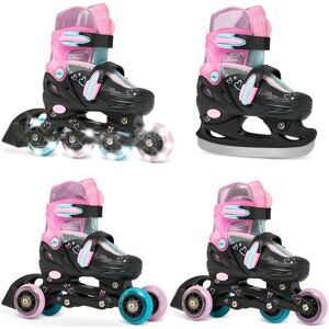 Rolki Wrotki Łyżwy Hokejowe 4w1 RAVEN Loret Glitter Black/Mint/Pink LED Rolki Wrotki Łyżwy Hokejowe 4w1 RAVEN Loret Glitter Black/Mint/Pink LED