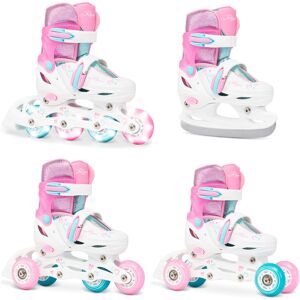 Rolki Wrotki Łyżwy Hokejowe 4w1 RAVEN Loret Glitter White/Mint/Pink LED Rolki Wrotki Łyżwy Hokejowe 4w1 RAVEN Loret Glitter White/Mint/Pink LED