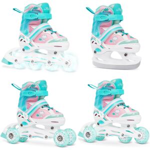 Rolki Wrotki Łyżwy Hokejowe 4w1 RAVEN Zoya Mint 34-37 Kółka LED Rolki Wrotki Łyżwy Hokejowe 4w1 RAVEN Zoya Mint 34-37 Kółka LED