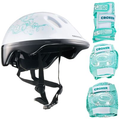 Croxer, Zestaw miętowy Fibre Ochraniacze XS+Kask, rozmiar XS Croxer, Zestaw miętowy Fibre Ochraniacze XS+Kask, rozmiar XS