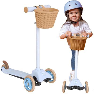 EVO Regulowana Trójkołowa Hulajnoga dla Dzieci z Koszyczkiem Mini Cruiser with Basket Błękitna EVO Regulowana Trójkołowa Hulajnoga dla Dzieci z Koszyczkiem Mini Cruiser with Basket Błękitna