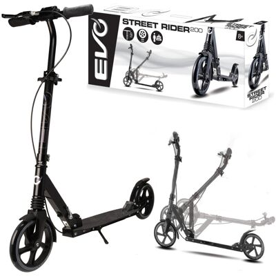 Evo Składana Dwukołowa Hulajnoga Miejska Street Rider 200 Czarna ze Stopką 8+ Evo Składana Dwukołowa Hulajnoga Miejska Street Rider 200 Czarna ze Stopką 8+