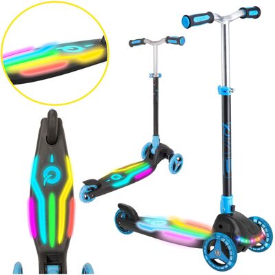 EVO Składana Regulowana Trójkołowa Hulajnoga dla Dzieci Rainbow Blast Mini Cruiser Błękitny Świecący Podest EVO Składana Regulowana Trójkołowa Hulajnoga dla Dzieci Rainbow Blast Mini Cruiser Błękitny Świecący Podest