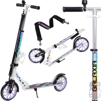 Hulajnoga RAVEN Galaxia Holo 200mm z koszykiem, dzwonkiem, kołami LED Hulajnoga RAVEN Galaxia Holo 200mm z koszykiem, dzwonkiem, kołami LED