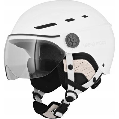 Inny producent Kask + Szybka Ochronna + Nauszniki Miejski Rower Hulajnoga Skuter L 58-62 / Umhelmvswhl / Biały Inny producent Kask + Szybka Ochronna + Nauszniki Miejski Rower Hulajnoga Skuter L 58-62 / Umhelmvswhl / Biały