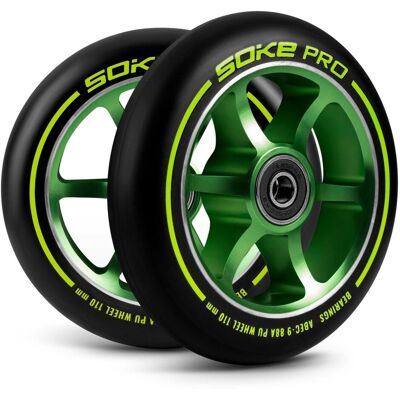 GLOBAL INCOME Kółka do hulajnogi wyczynowej 110mm ABEC-9 ciemno zielone Soke GLOBAL INCOME Kółka do hulajnogi wyczynowej 110mm ABEC-9 ciemno zielone Soke