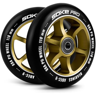 GLOBAL INCOME Kółka do hulajnogi wyczynowej 110mm ABEC-9 czarno-złote Soke GLOBAL INCOME Kółka do hulajnogi wyczynowej 110mm ABEC-9 czarno-złote Soke