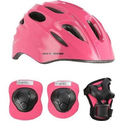 Zestaw kask i ochraniaczy NILS Extreme - Różowy XS Zestaw kask i ochraniaczy NILS Extreme - Różowy XS