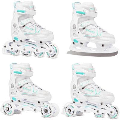 Rolki Łyżwy 4w1 Raven Spirit White/Mint 37-40 Rolki Łyżwy 4w1 Raven Spirit White/Mint 37-40