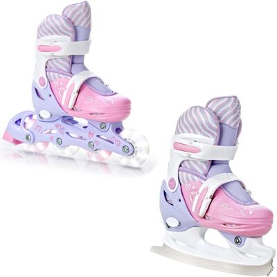 Rolki Łyżwy Figurowe 2w1 Regulowane Raven Loret Lila/pink Kółka Led Rolki Łyżwy Figurowe 2w1 Regulowane Raven Loret Lila/pink Kółka Led