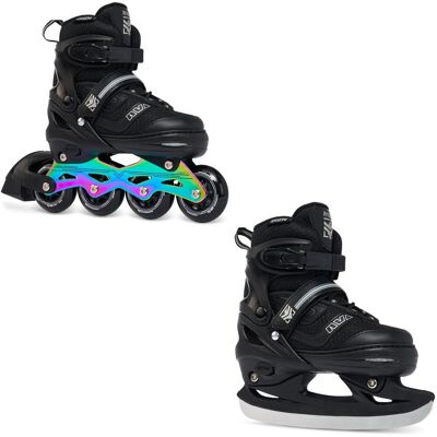 Rolki Łyżwy hokejowe 2w1 Regulowane RAVEN Drill Black/Neo Chrome 34-37 Rolki Łyżwy hokejowe 2w1 Regulowane RAVEN Drill Black/Neo Chrome 34-37