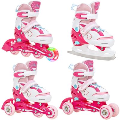Rolki Łyżwy Wrotki 4w1 RAVEN Lia Pink Kółko LED Rolki Łyżwy Wrotki 4w1 RAVEN Lia Pink Kółko LED