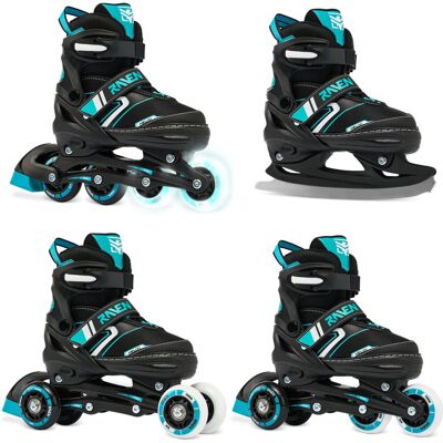 Rolki Łyżwy Wrotki 4w1 Regulowane RAVEN Helixi Black/Mint Kółka LED Rolki Łyżwy Wrotki 4w1 Regulowane RAVEN Helixi Black/Mint Kółka LED