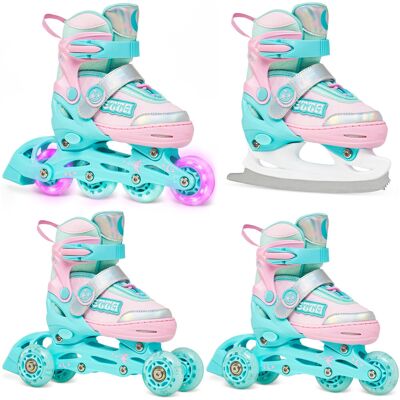 Rolki Łyżwy Wrotki Regulowane 4w1 RAVEN Etta Mint/Pink 30-33 Kółka LED Rolki Łyżwy Wrotki Regulowane 4w1 RAVEN Etta Mint/Pink 30-33 Kółka LED