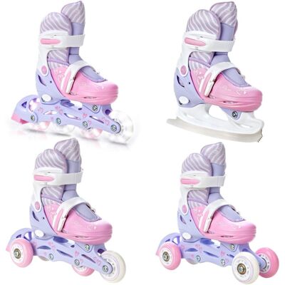 Rolki Łyżwy Wrotki Regulowane 4w1 RAVEN Loret Lila/Pink Kółka LED Rolki Łyżwy Wrotki Regulowane 4w1 RAVEN Loret Lila/Pink Kółka LED