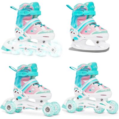 Rolki Wrotki Łyżwy Figurowe 4w1 Raven Zoya Mint 30-33 Kółka Led Rolki Wrotki Łyżwy Figurowe 4w1 Raven Zoya Mint 30-33 Kółka Led