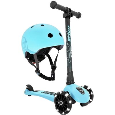 Scoot and Ride, Highwaykick 3 LED Hulajnoga składana 3+ ze świecącymi kółkami + kask S-M Blueberry Scoot and Ride, Highwaykick 3 LED Hulajnoga składana 3+ ze świecącymi kółkami + kask S-M Blueberry