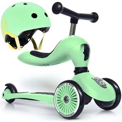 Scoot and Ride, Zestaw hulajnoga 2w1 + kask XXS-S Kiwi Scoot and Ride, Zestaw hulajnoga 2w1 + kask XXS-S Kiwi