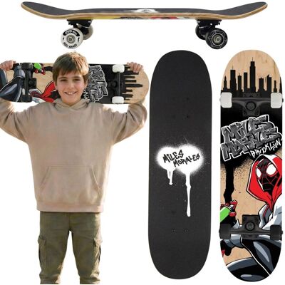 sarcia.eu Spider-Man Miles Morales MŁODZIEŻOWA drewniana deskorolka DUŻA 79cm, antypoślizgowa deska, stabilna do 100kg sarcia.eu Spider-Man Miles Morales MŁODZIEŻOWA drewniana deskorolka DUŻA 79cm, antypoślizgowa deska, stabilna do 100kg