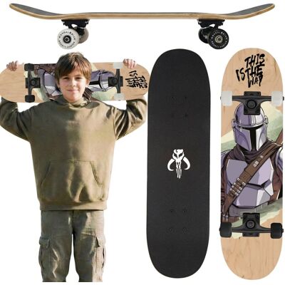 sarcia.eu STAR WARS Mandalorian MŁODZIEŻOWA drewniana deskorolka, 79cm, DUŻA antypoślizgowa deska, STABILNA do 100kg sarcia.eu STAR WARS Mandalorian MŁODZIEŻOWA drewniana deskorolka, 79cm, DUŻA antypoślizgowa deska, STABILNA do 100kg
