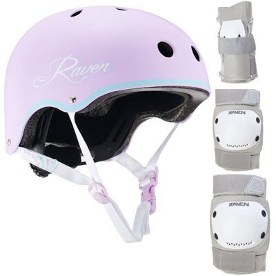 Zestaw RAVEN Kask Essto Violet/Mint S + Ochraniacze Dexard Grey S Zestaw RAVEN Kask Essto Violet/Mint S + Ochraniacze Dexard Grey S