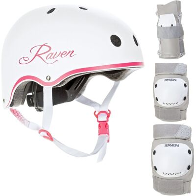 Zestaw RAVEN Kask Essto White/Pink S + Ochraniacze Dexard Grey S Zestaw RAVEN Kask Essto White/Pink S + Ochraniacze Dexard Grey S