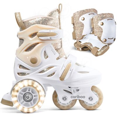 Zestaw Rolki Dziecięce Cariboo Ballerina (26-30) + Złote Ochraniacze Zestaw Rolki Dziecięce Cariboo Ballerina (26-30) + Złote Ochraniacze