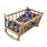 PEEWIT KOŁYSKA RETRO drewniana łóżeczko dla lalek pościel łowicka zabawka dla dzieci