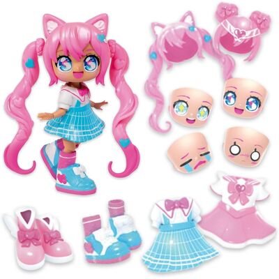 Bandai Animakii Modne lalki – konfigurowalna magiczna dziewczyna + styl uczennicy – 5-calowa modna lalka z 32 stylizacjami w jednym – akcesoria dla lalek, .. Bandai Animakii Modne lalki – konfigurowalna magiczna dziewczyna + styl uczennicy – 5-calowa modna lalka z 32 stylizacjami w jednym – akcesoria dla lalek, ..