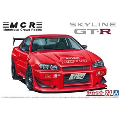Aoshima Bunka Kyozaisha Nissan MCR BNR34 Skyline 2002 GT-R 1/24 Zestaw modelarski z tworzywa sztucznego Aoshima Bunka Kyozaisha Nissan MCR BNR34 Skyline 2002 GT-R 1/24 Zestaw modelarski z tworzywa sztucznego