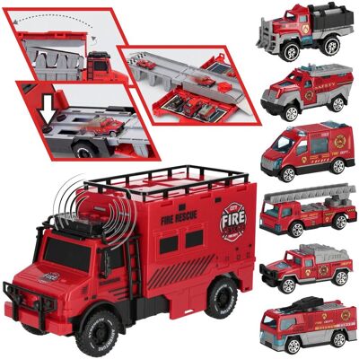 sarcia.eu Auto strażackie TRANSPORTER, samochód Straż Pożarna dla dzieci + AUTKA, ŚWIATŁO, DŹWIĘK, funkcja pull&back; 3+ sarcia.eu Auto strażackie TRANSPORTER, samochód Straż Pożarna dla dzieci + AUTKA, ŚWIATŁO, DŹWIĘK, funkcja pull&back; 3+
