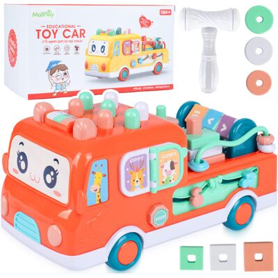 MalPlay Autobus Edukacyjny Wbijak dla Malucha Młoteczek Sorter Bus Muzyczny 18m+ MalPlay Autobus Edukacyjny Wbijak dla Malucha Młoteczek Sorter Bus Muzyczny 18m+