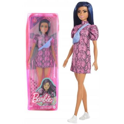 Mattel Barbie Fashionistas, lalka Modna przyjaciółka, wężowa sukienka, czarne włosy Mattel Barbie Fashionistas, lalka Modna przyjaciółka, wężowa sukienka, czarne włosy