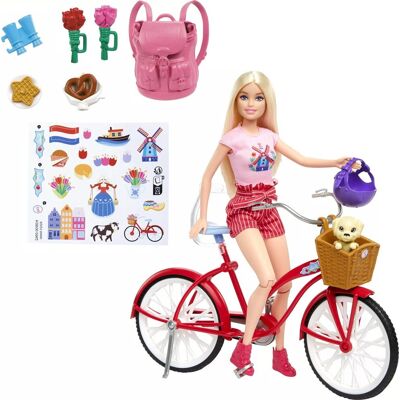 BARBIE LALKA na ROWERZE z pieskiem Pink Passport na rowerze HWJ00 od MATTEL BARBIE LALKA na ROWERZE z pieskiem Pink Passport na rowerze HWJ00 od MATTEL