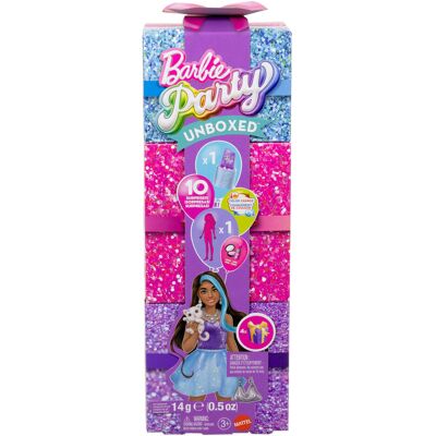 Mattel Barbie Party Unboxed Glam Party Stylowe przygotowania, Lalka i akcesoria, fioletowy, dla dzieci 3+ JFY66 Mattel Barbie Party Unboxed Glam Party Stylowe przygotowania, Lalka i akcesoria, fioletowy, dla dzieci 3+ JFY66