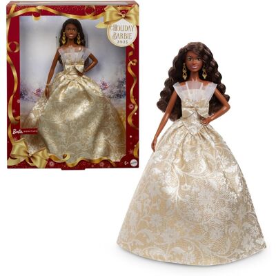 Barbie Signature 2025 Holiday Black Hair Fashion Doll Nosząca Srebrno-Zło Barbie Signature 2025 Holiday Black Hair Fashion Doll Nosząca Srebrno-Zło