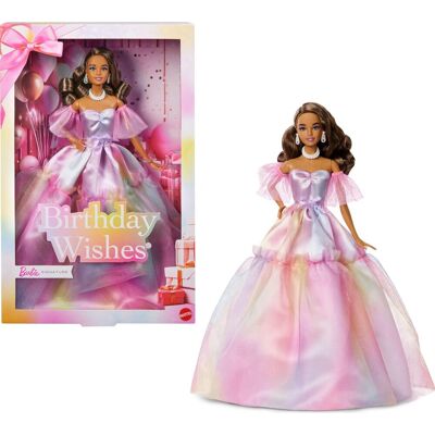 Barbie Signature Birthday Wishes Urodzinowe życzenia Lalka modowa, brązowe włosy, sukienka z pastelowym tęczowym efektem, zabawka w pudełku z motywe.. Barbie Signature Birthday Wishes Urodzinowe życzenia Lalka modowa, brązowe włosy, sukienka z pastelowym tęczowym efektem, zabawka w pudełku z motywe..