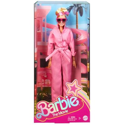 Mattel Barbie The Movie, Lalka filmowa Margot Robbie jako Barbie, różowy kombinezon, dla dzieci 3+, fanów i kolekcjonerów HRF29 Mattel Barbie The Movie, Lalka filmowa Margot Robbie jako Barbie, różowy kombinezon, dla dzieci 3+, fanów i kolekcjonerów HRF29