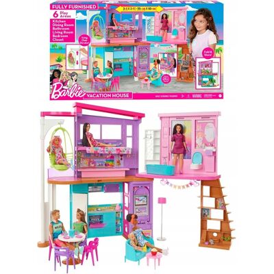 Barbie Wakacyjny Domek dla Lalek Zestaw do Zabawy (107 cm) HCD50 Barbie Wakacyjny Domek dla Lalek Zestaw do Zabawy (107 cm) HCD50