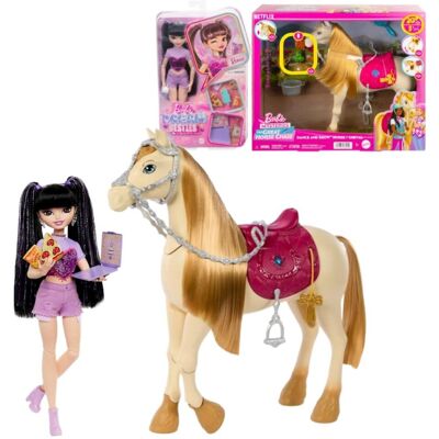 Barbie Zestaw lalka Malibu Dream Besties + Interaktywny Koń Tornado HYC24 HXJ42 Barbie Zestaw lalka Malibu Dream Besties + Interaktywny Koń Tornado HYC24 HXJ42