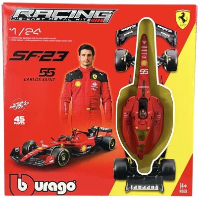BBURAGO FERRARI RACING 2023 F1 SF-23 #55 CARLOS SAINZ Z PODSTAWKĄ DO SKŁADANIA 1:24 26852 NOWY MODEL METALOWY BBURAGO FERRARI RACING 2023 F1 SF-23 #55 CARLOS SAINZ Z PODSTAWKĄ DO SKŁADANIA 1:24 26852 NOWY MODEL METALOWY
