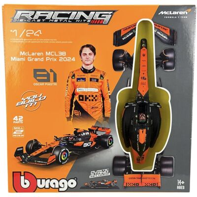 BBURAGO McLAREN FORMUŁA 1 MCL38 #81 PIASTRI Z PODSTAWKĄ DO SKŁADANIA 1:24 BBURAGO McLAREN FORMUŁA 1 MCL38 #81 PIASTRI Z PODSTAWKĄ DO SKŁADANIA 1:24