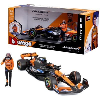 BOLID F1 McLaren MCL38 FIGURKA NORRIS 1:24 GP JAPONII 2024 BBURAGO 18-28040 BOLID F1 McLaren MCL38 FIGURKA NORRIS 1:24 GP JAPONII 2024 BBURAGO 18-28040