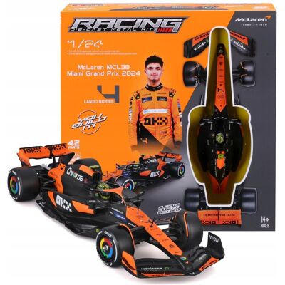 Bolid F1 Mclaren Mcl38 Lando Norris 1:24 Bburago Model do Złożenia 18-28504 Bolid F1 Mclaren Mcl38 Lando Norris 1:24 Bburago Model do Złożenia 18-28504