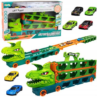 Lean Toys Ciężarówka Dinozaur z Resorakami Tor Dla Autek Transporter Wyrzutnia 4w1 Lean Toys Ciężarówka Dinozaur z Resorakami Tor Dla Autek Transporter Wyrzutnia 4w1