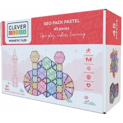 Inny producent Cleverclixx - Klocki magnetyczne Geo Pack Pastel - 45 el. Inny producent Cleverclixx - Klocki magnetyczne Geo Pack Pastel - 45 el.