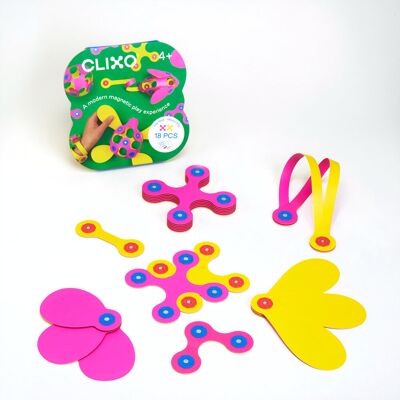 Clics Toys CLIXO klocki magnetyczne jak origami - zestaw 18 elementów (różowo - żółty) Clics Toys CLIXO klocki magnetyczne jak origami - zestaw 18 elementów (różowo - żółty)