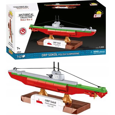 Cobi Historical Collection WWII, Okręt Podwodny Orp Sokół Polish Submarine 142 Kl., Cobi-4863 Cobi Historical Collection WWII, Okręt Podwodny Orp Sokół Polish Submarine 142 Kl., Cobi-4863