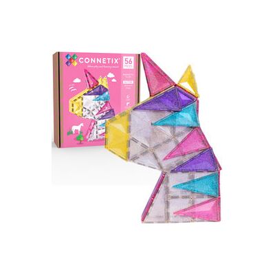 CONNETIX Glitter Unicorn Pack Kreatywne klocki magnetyczne z brokatem 56 elementów CONNETIX Glitter Unicorn Pack Kreatywne klocki magnetyczne z brokatem 56 elementów